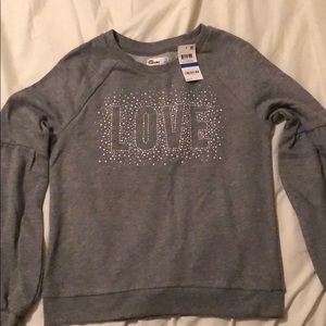 EPIC THREADS gray sequined love sweatshirt